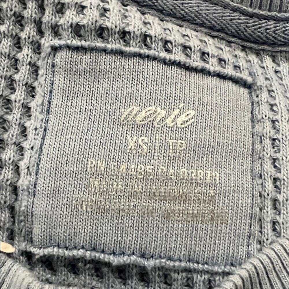 Aerie Women's Oversized Waffle Crew Neck Sweatshirt in Light Blue - Picture 7 of 8